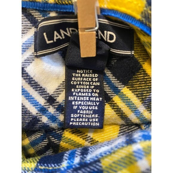 LANDS' End Yellow Plaid Flannel Button Down Shirt SIze 18 Tall - Picture 5 of 6